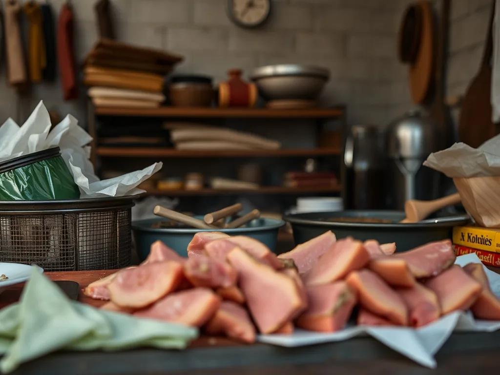Briouates à la viande hachée dorées sur une assiette, avec une coupelle de sauce tomate relevée et quelques feuilles de