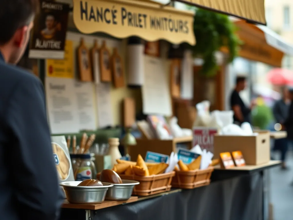 Étalage coloré des spécialités nancéiennes : macarons à l'amande, bergamotes dorées, part de quiche lorraine et pâté en